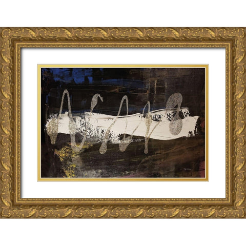 Neutral Stripes Bright I Gold Ornate Wood Framed Art Print with Double Matting by Cusson, Marie Elaine