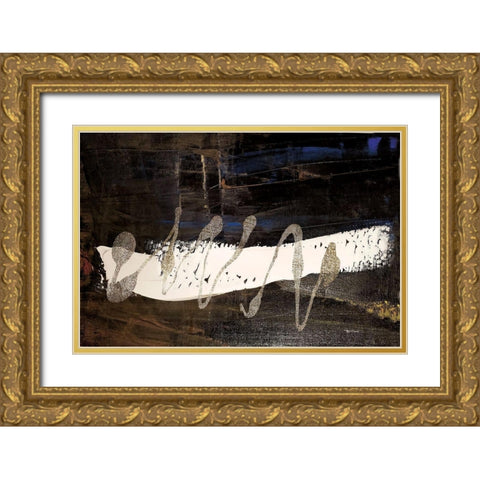 Neutral Stripes Bright II Gold Ornate Wood Framed Art Print with Double Matting by Cusson, Marie Elaine