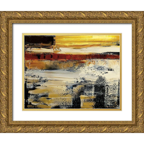 Modern Abstract II landscape Gold Ornate Wood Framed Art Print with Double Matting by Cusson, Marie Elaine