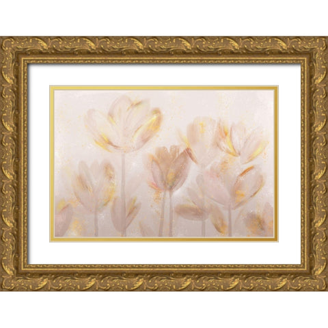 Contemporary Poppies Neutral Gold Ornate Wood Framed Art Print with Double Matting by Northern Lights