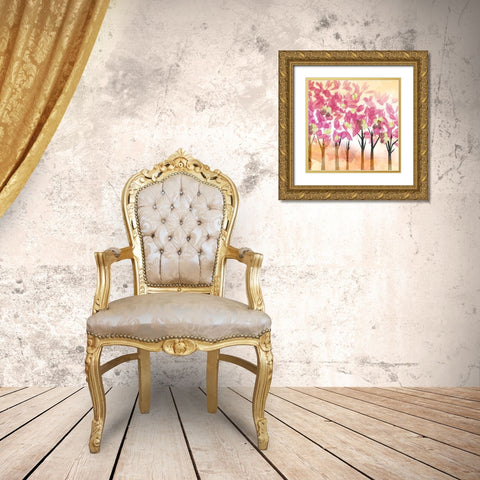 Pink Trees Gold Ornate Wood Framed Art Print with Double Matting by Northern Lights