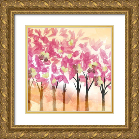 Pink Trees Gold Ornate Wood Framed Art Print with Double Matting by Northern Lights