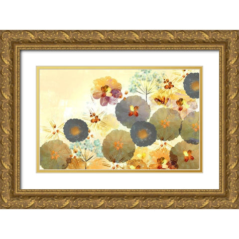 Textured Hedgerow Rust landscape Gold Ornate Wood Framed Art Print with Double Matting by Northern Lights