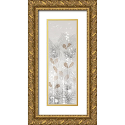 Golden Forest panel III Gold Ornate Wood Framed Art Print with Double Matting by Northern Lights