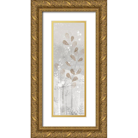 Golden Forest panel IV Gold Ornate Wood Framed Art Print with Double Matting by Northern Lights