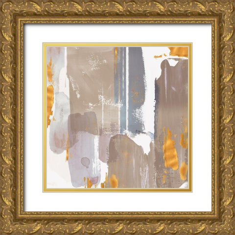 Icescape Abstract Grey Gold I Gold Ornate Wood Framed Art Print with Double Matting by Northern Lights