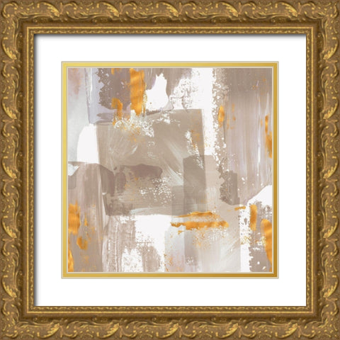 Icescape Abstract Grey Gold II Gold Ornate Wood Framed Art Print with Double Matting by Northern Lights