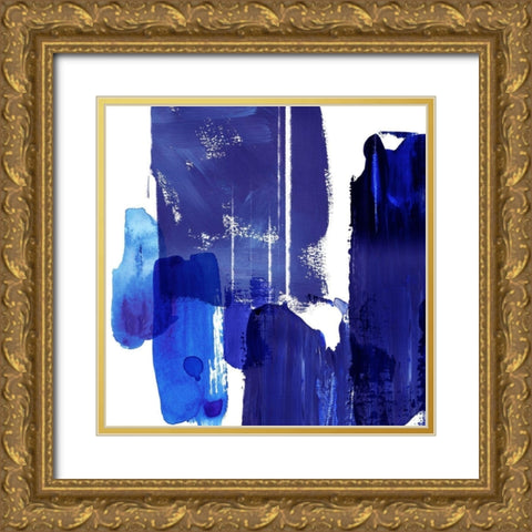 Indigo Abstract I Gold Ornate Wood Framed Art Print with Double Matting by Northern Lights
