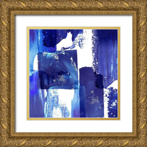 Indigo Abstract II Gold Ornate Wood Framed Art Print with Double Matting by Northern Lights