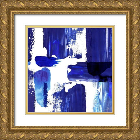 Indigo Abstract III Gold Ornate Wood Framed Art Print with Double Matting by Northern Lights