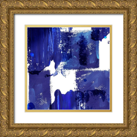 Indigo Abstract IV Gold Ornate Wood Framed Art Print with Double Matting by Northern Lights