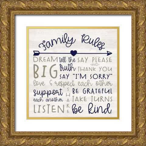 Family Rules III farmhouse Gold Ornate Wood Framed Art Print with Double Matting by Reed, Tara