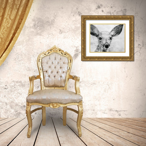 Portrait of a Fawn Gold Ornate Wood Framed Art Print with Double Matting by Cusson, Marie Elaine