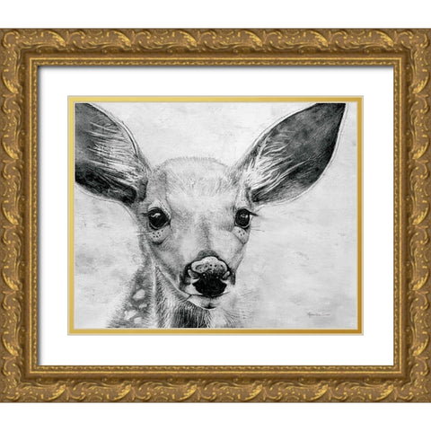 Portrait of a Fawn Gold Ornate Wood Framed Art Print with Double Matting by Cusson, Marie Elaine