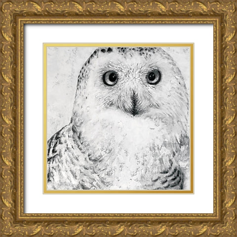 Portrait of a Snowy Owl Gold Ornate Wood Framed Art Print with Double Matting by Cusson, Marie Elaine