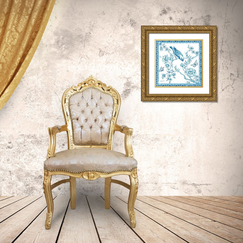 Chinoiserie Tile I Gold Ornate Wood Framed Art Print with Double Matting by Tre Sorelle Studios