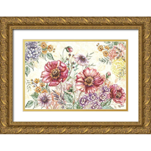 Wildflower Medley Landscape Gold Ornate Wood Framed Art Print with Double Matting by Tre Sorelle Studios