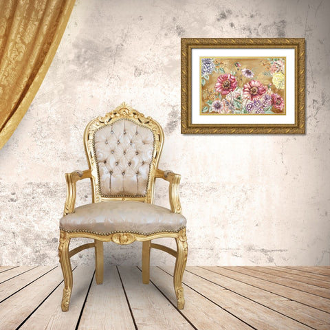 Wildflower Medley Landscape on rust Gold Ornate Wood Framed Art Print with Double Matting by Tre Sorelle Studios