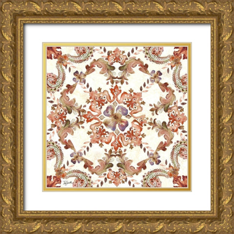 Artisan Medallion Square II Gold Ornate Wood Framed Art Print with Double Matting by Tre Sorelle Studios