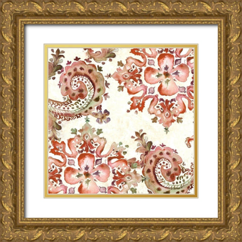 Artisan Medallion Pattern II Gold Ornate Wood Framed Art Print with Double Matting by Tre Sorelle Studios