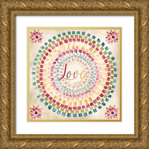 Mosaic Rainbow round III Gold Ornate Wood Framed Art Print with Double Matting by Tre Sorelle Studios