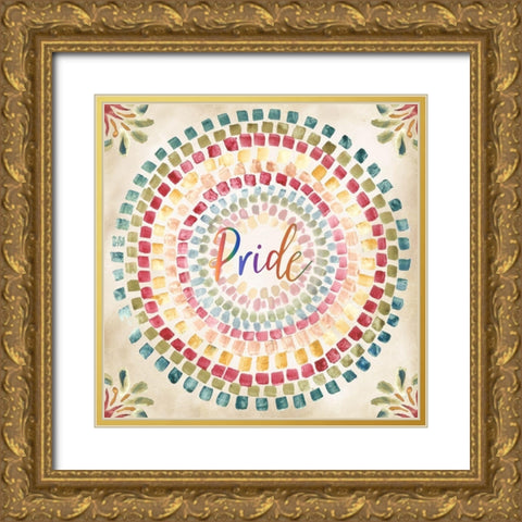 Mosaic Rainbow round IV Gold Ornate Wood Framed Art Print with Double Matting by Tre Sorelle Studios