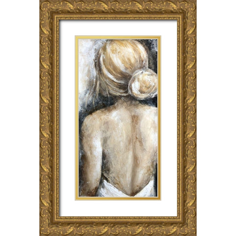 Looking Away Blonde Gold Ornate Wood Framed Art Print with Double Matting by Tre Sorelle Studios