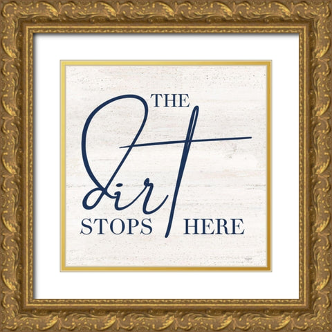 Bathroom Humor V-Stops Here Gold Ornate Wood Framed Art Print with Double Matting by Reed, Tara