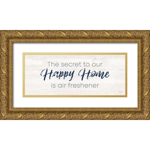 Bathroom Humor panel III-Happy Home Gold Ornate Wood Framed Art Print with Double Matting by Reed, Tara