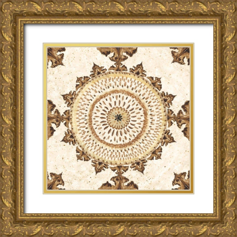 Warm Tribal Texture Medallion I Gold Ornate Wood Framed Art Print with Double Matting by Tre Sorelle Studios