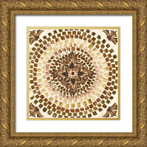 Warm Tribal Texture Mosaic Gold Ornate Wood Framed Art Print with Double Matting by Tre Sorelle Studios