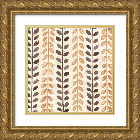 Warm Tribal Texture Botanicals I Gold Ornate Wood Framed Art Print with Double Matting by Tre Sorelle Studios