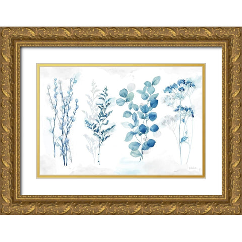 Indigo Botanicals landscape Gold Ornate Wood Framed Art Print with Double Matting by Coulter, Cynthia