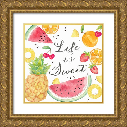 Fresh Fruit Sentiment I-Sweet Gold Ornate Wood Framed Art Print with Double Matting by Coulter, Cynthia