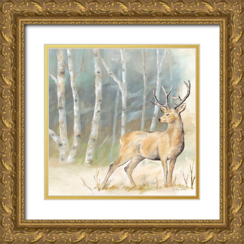 Woodland Reflections III-Deer Gold Ornate Wood Framed Art Print with Double Matting by Coulter, Cynthia