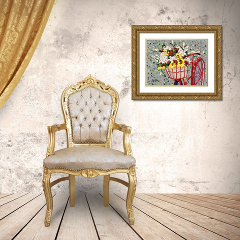 Bicycle Bouquet Gold Ornate Wood Framed Art Print with Double Matting by Augustine, Jodi