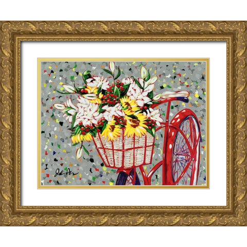 Bicycle Bouquet Gold Ornate Wood Framed Art Print with Double Matting by Augustine, Jodi