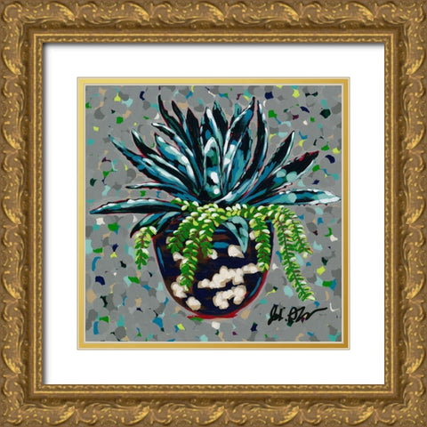 Succulent Pot II Gold Ornate Wood Framed Art Print with Double Matting by Augustine, Jodi