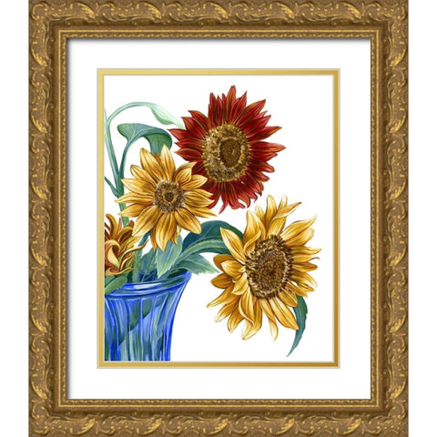 China Sunflowers I Gold Ornate Wood Framed Art Print with Double Matting by Wilson, Kelsey