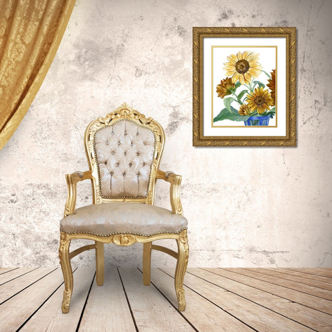 China Sunflowers II Gold Ornate Wood Framed Art Print with Double Matting by Wilson, Kelsey
