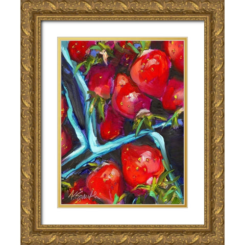 Strawberry Carton Gold Ornate Wood Framed Art Print with Double Matting by Smith, Kim