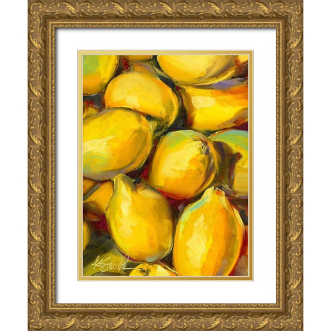 Fresh Lemons Gold Ornate Wood Framed Art Print with Double Matting by Smith, Kim