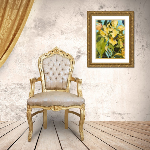 Golden Floral Gold Ornate Wood Framed Art Print with Double Matting by Smith, Kim