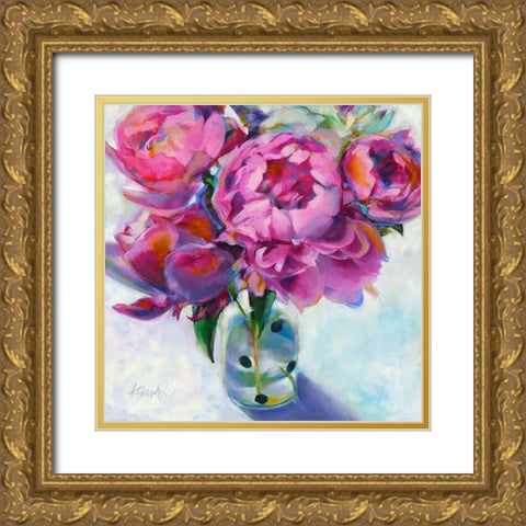 Roses Still Life I Gold Ornate Wood Framed Art Print with Double Matting by Smith, Kim