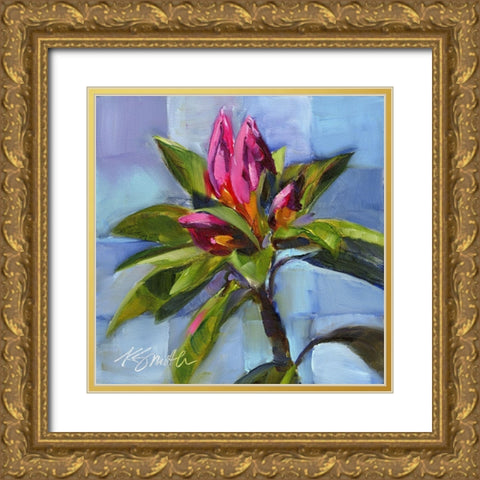 Tropical Floral Watercolor Gold Ornate Wood Framed Art Print with Double Matting by Smith, Kim