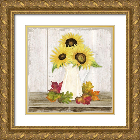 Fall Sunflowers II Gold Ornate Wood Framed Art Print with Double Matting by Reed, Tara