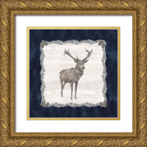 Blue Cliff Mountains II-Deer Gold Ornate Wood Framed Art Print with Double Matting by Reed, Tara