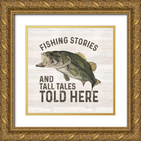 Less Talk More Fishing I-Tall Tales Gold Ornate Wood Framed Art Print with Double Matting by Reed, Tara