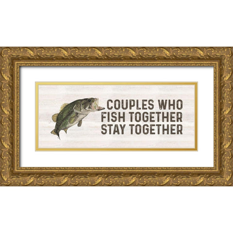 Less Talk More Fishing panel V-Together Gold Ornate Wood Framed Art Print with Double Matting by Reed, Tara