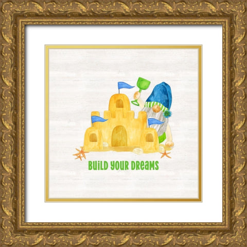Gnomes of Summer sentiment I-Build Gold Ornate Wood Framed Art Print with Double Matting by Reed, Tara